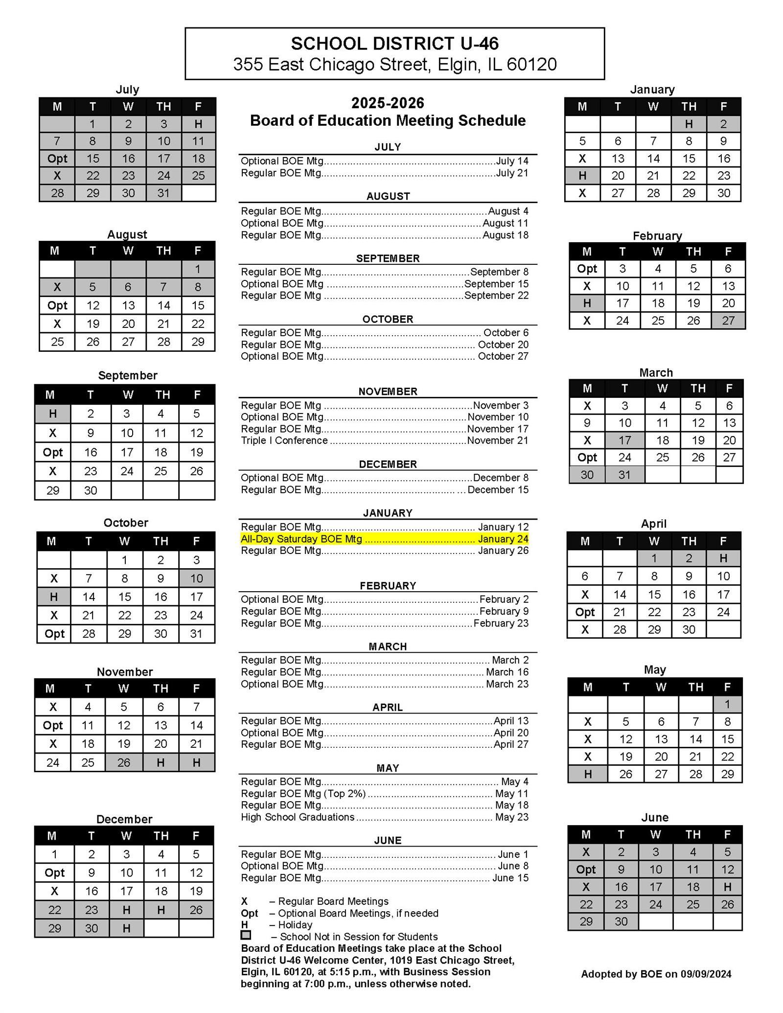School Board Calendar 25-26